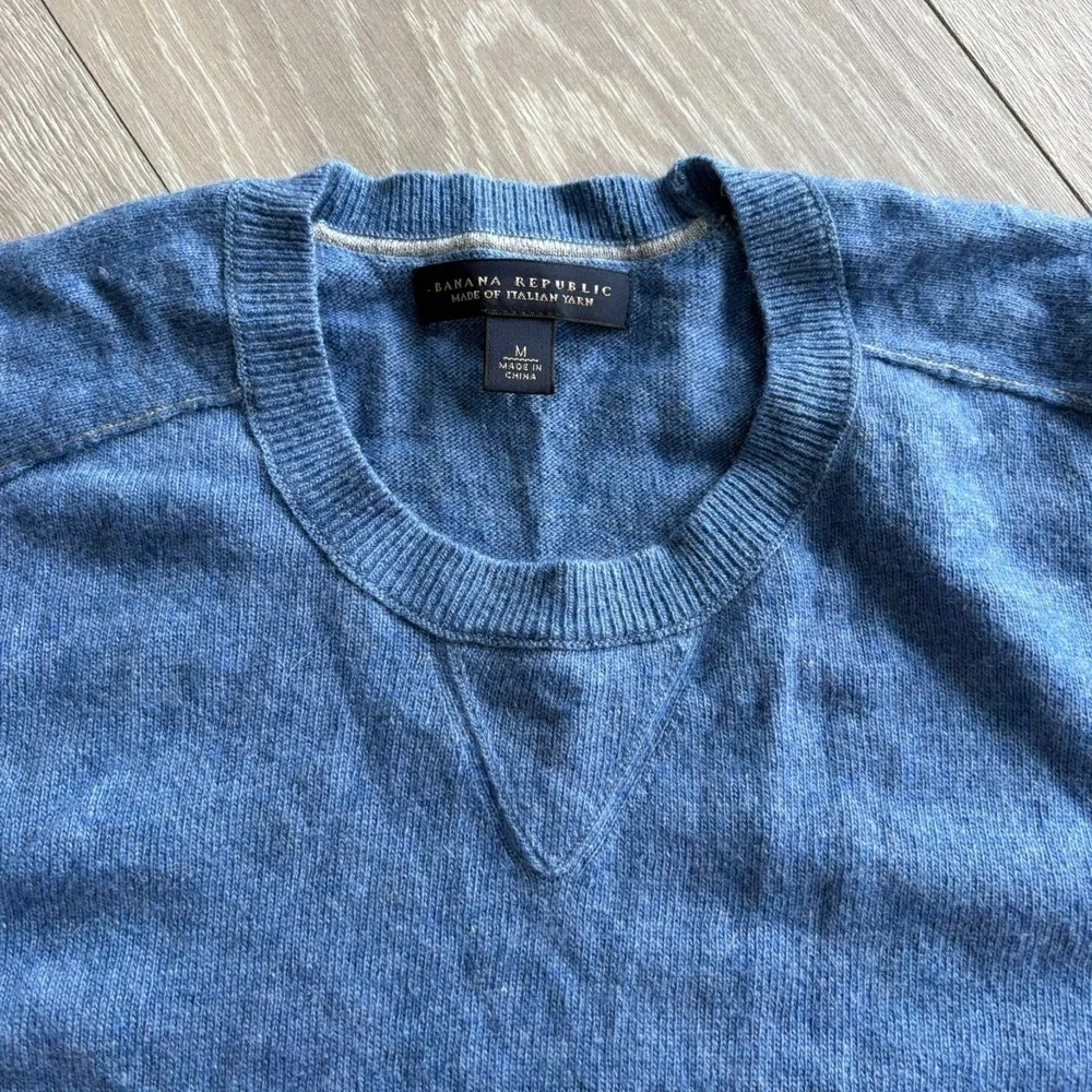 Banana Republic Mens Blue Italian Yarn Perfect Comfort Crew Neck Sweater‎ Size M